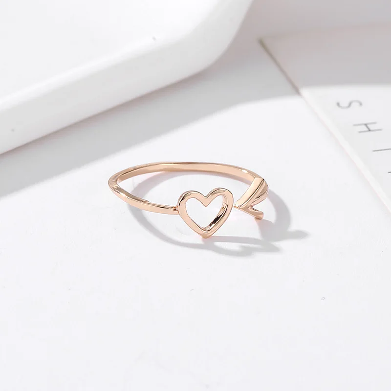 

1Pcs Wholesale New Fashionable Creative Jewelry Metal Arrow Peach Heart Opening Ring