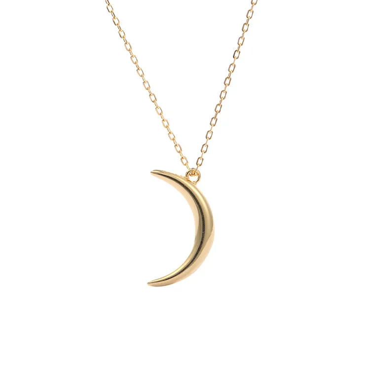 

Classic popular style 18k gold plated 925 sterling silver vintage half moon crescent necklace