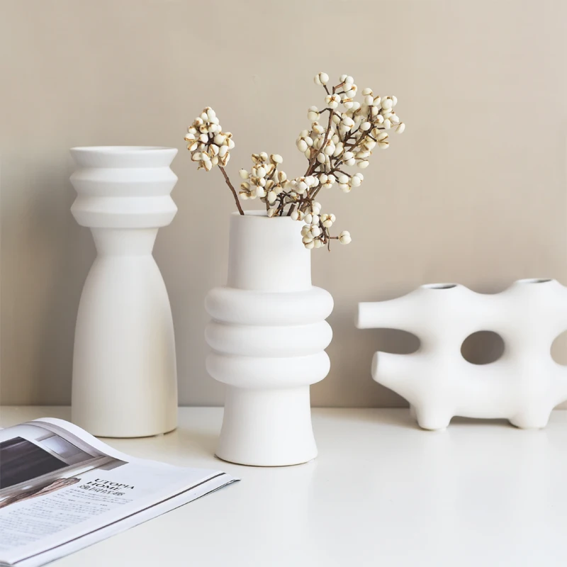 

Nordic Ins Creative Ceramics Vase Home Ornaments White Vegetarian Creative Ceramic Flower Pot Vases Home Decorations Craft Gifts, As picture