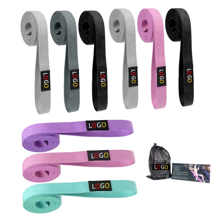 

Custom Logo Gym Exercise Loop Cotton Fabric Pull Up Assist Long Resistance Bands Set, Green, blue , pink, purple, grey, black or custom