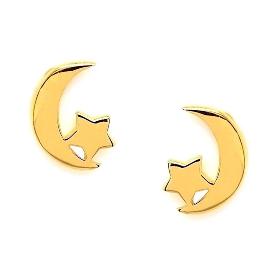 

fashion women jewelry earrings 18k gold plated hot selling 925 sterling silver minimalist celestial star moon stud earrings