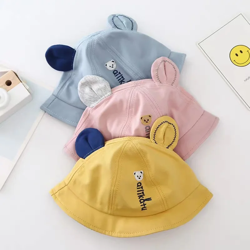 New Designs Flap Sun Protection Hat Kids Toddler Baby Bucket basin hat cute baby fisherman hat fashion embroidery