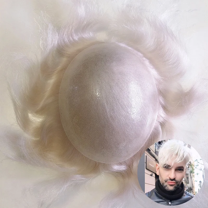 

InvisHair Non-surgical 100% human hair replacement hair prosthesis factory price poly skin toupee men's hair pieces system