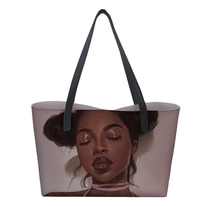 

Afro Art Girls Custom Purse Hand Bags PU Leather Shoulder Tote Handbags For Women