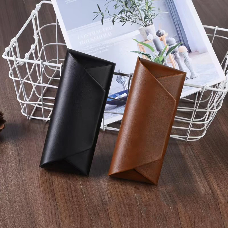 

Fashion Style Crazy Horse Leather Glasses Case Brown PU Leather Retro Art Anti compression Myopia Storage Sunglasses Box