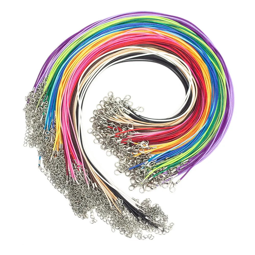 

1.5mm/18in leather cord lobster buckle Customer multicolour Waxed Necklace Cord jewelry making supplies jewelry accessories, 20colors ,as picture shows.