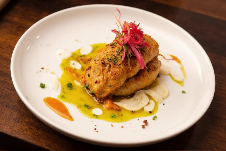 Plated dish from Cinnamon Bazaar showing contemporary presentation of Indian cuisine with vibrant colors and artistic arrangement