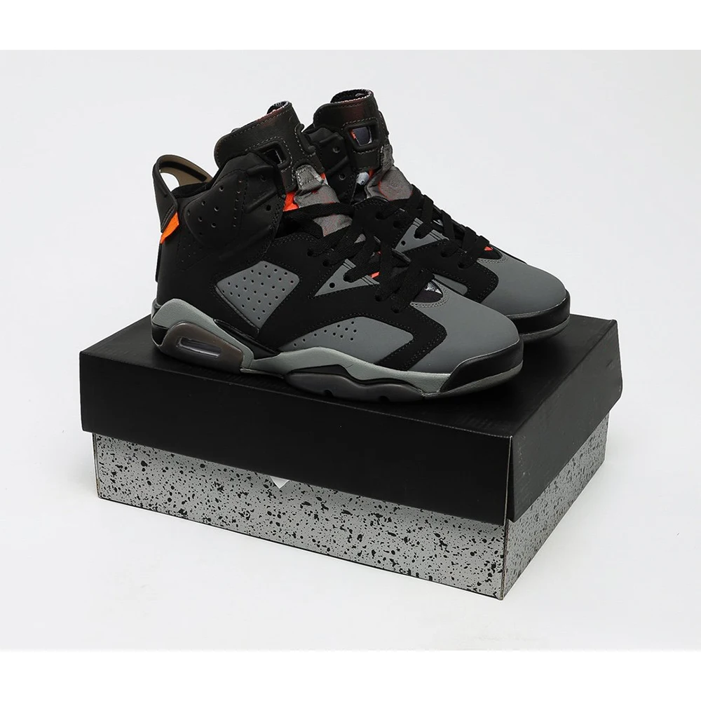 

A6 generation retro leisure basketball shoes black infrared red line 3604K18, Optional