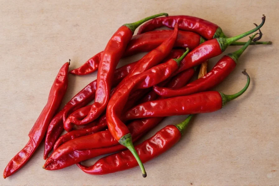 Fresh and dried Guajillo peppers side by side