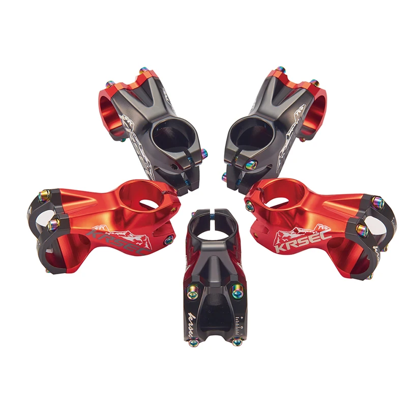 

KRSEC MTB Stem Ultralight CNC Alloy 31.8*28.6mm 55mm -5 Angle Bicycle Handlebar Stem Mountain Downhill Bike Short Stem, Black/red/black and red mixed color