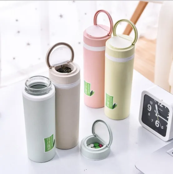 

Portable 350ML Bamboo Fiber Outer Insulated Glass Drinking Water Bottle, Blue,grey,yellow,pink and other customize