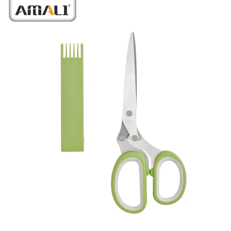 

7.5" Professional Stainless Steel 5 Blades Kitchen Household Scissors Herb Scissors With Brush Kitchen Scissors, Support custom colors