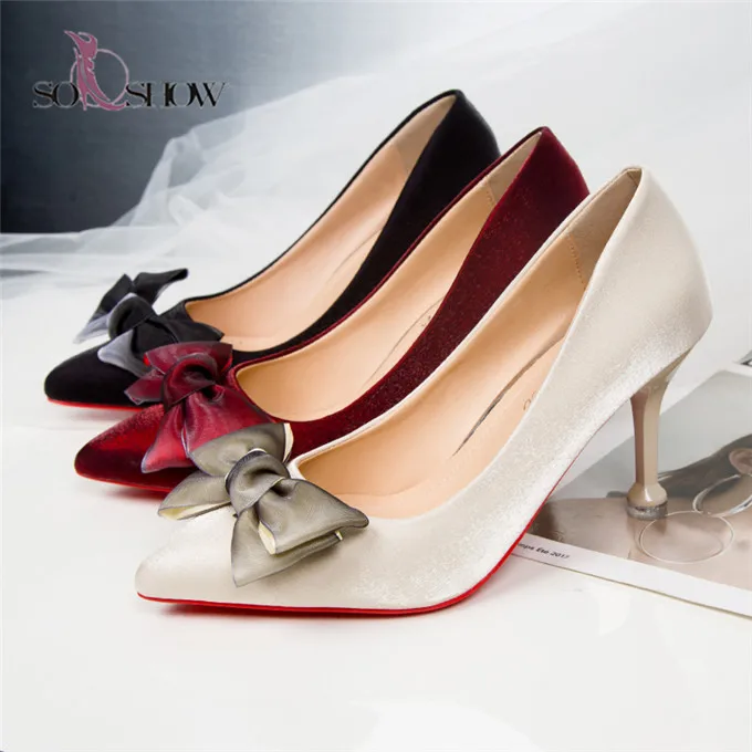 

ladies shoes comfortable bowknot fancy high heels sweet women shoes