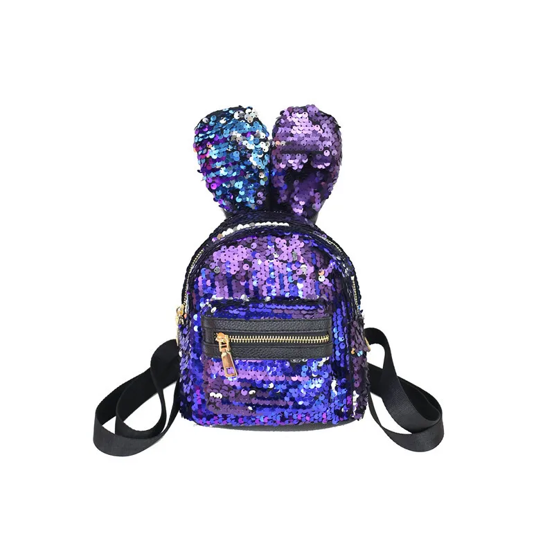 

New Fashion children's sequin bunny ears backpack ladies princess small bag girls