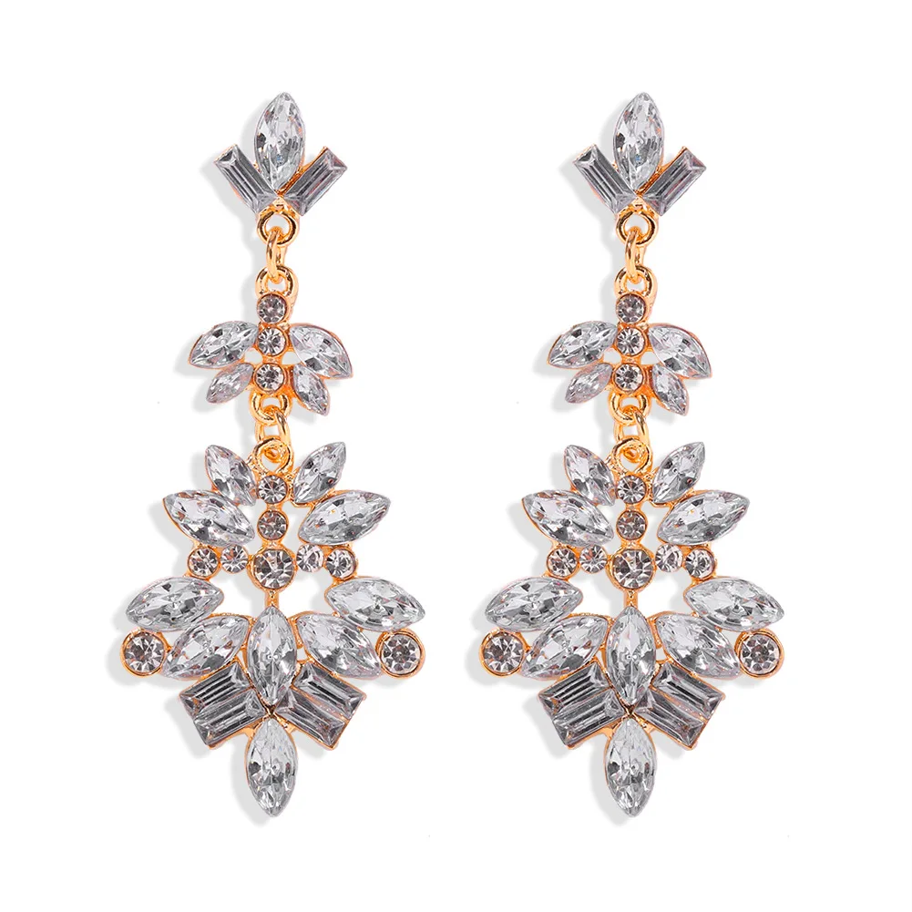 

Colour long style cheap price geometry alloy rhinestone earring for women jewerly making, Customized