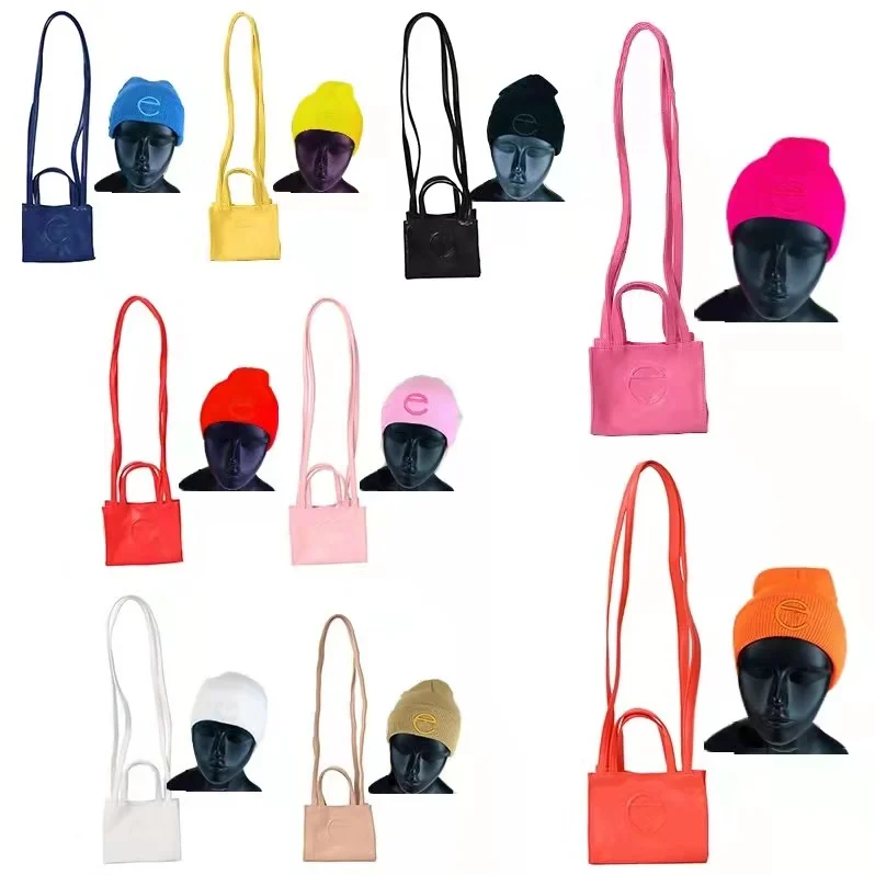 

2021 Fashion Tote Shoulder PU Tote Small Telfar Bag and Hat Luxury Women's Mini leather crossbody Bag, Colors