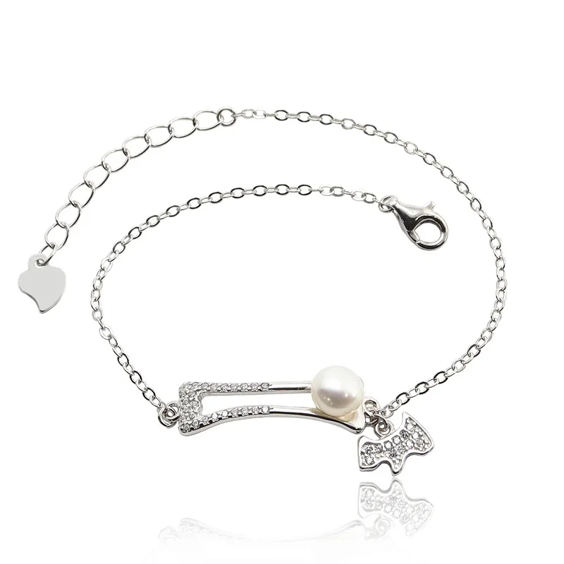 

100% Real S925 Silver Freshwater Cultured Genuine Pearl Bracelet for Women Baroque Pearl Sterling Silver Bracelet Link Length