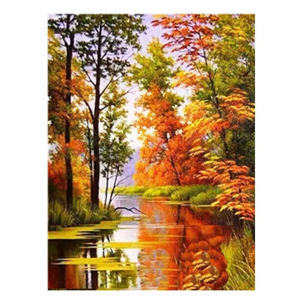 

HUACAN 5D Full Drill Square Diamond Painting Autumn Scenery Landscape Diamond Embroidery painting Decoration Art kits