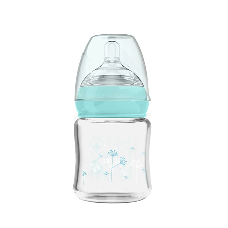 

wholesale 120ml high borosilicate glass feeding bottle BAP free nipple bottle