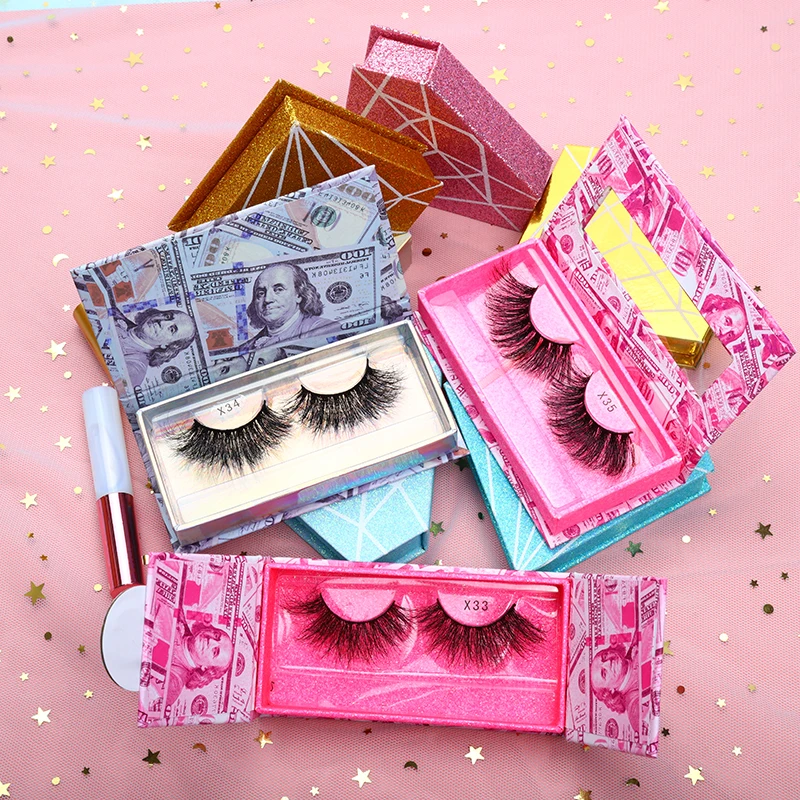 

Free sample 25mm eye mink lashes lash tray vendor wholesale vendors mink eyelashes and custom packaging box logo, Black