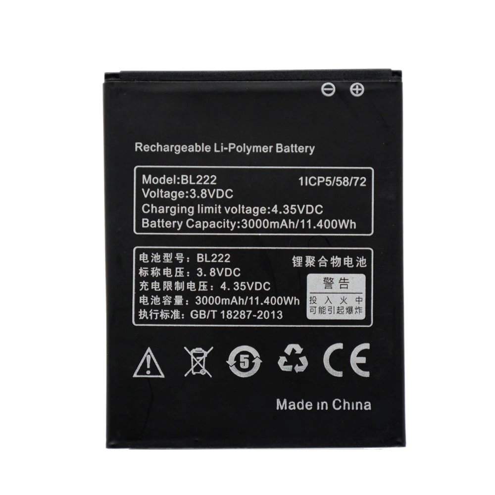 

BL222 rechargeable mobile phone 3000mAh Li-ion high quality battery For Lenovo S660 S668T AKKU DDP service hot sale