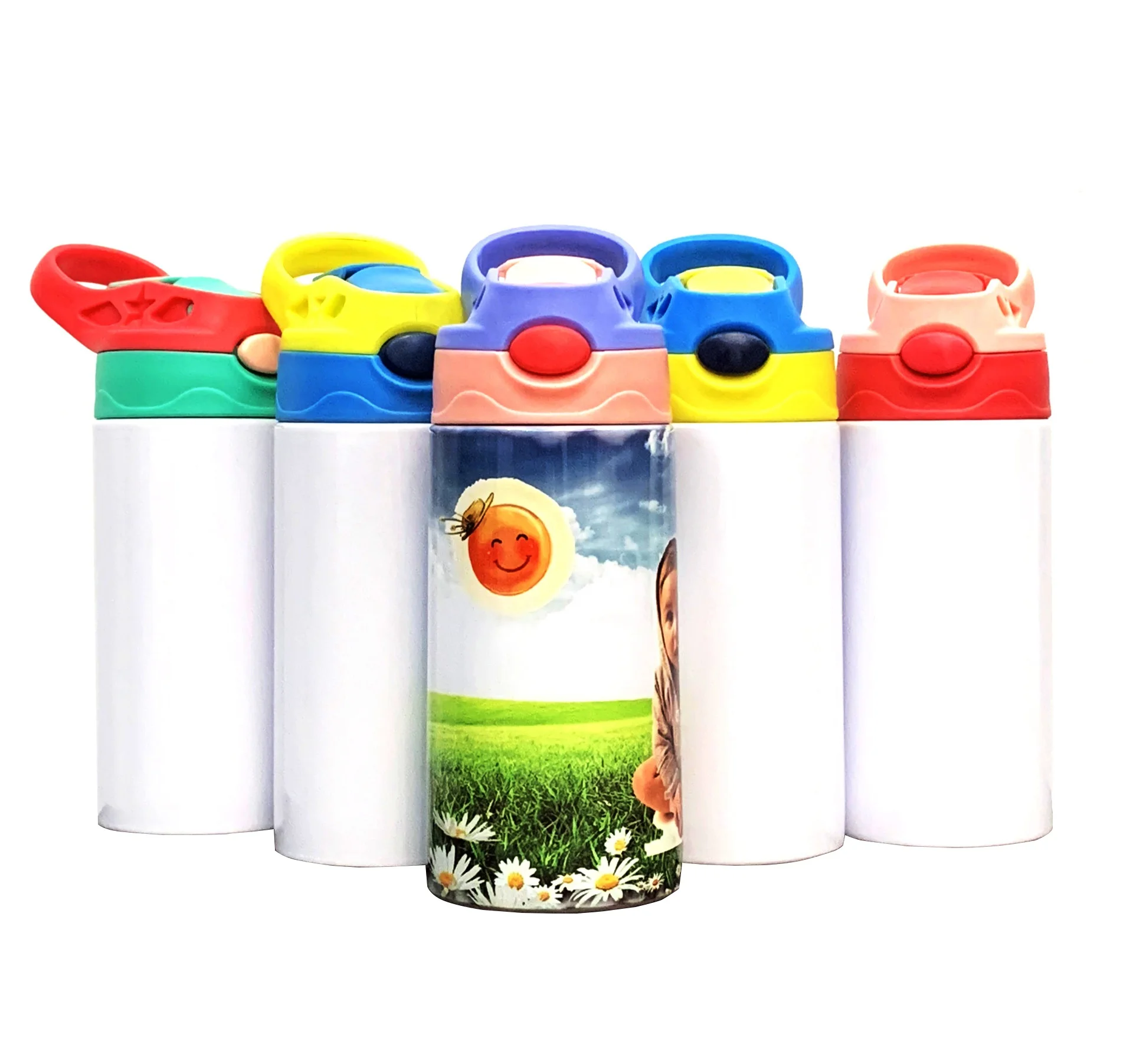 

2021 Hot Sale Wholesale 350ml 304 Stainless Steel Insulated Sublimation Blanks Children Sippy Water Bottles With Custom Logo, Sublimation blank