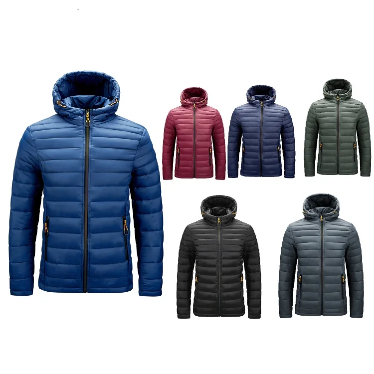 

JACKETOWN Custom New Basic Down Cotton Mens Quilted Jacket with Hood Warm Winter Padded Jacket Coat