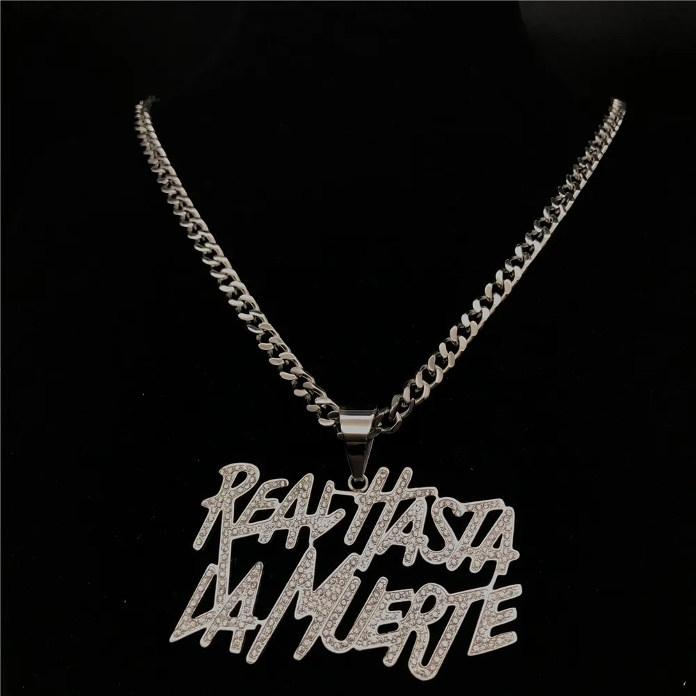 

Beiyan jewelry 2020 fashion stainless steel charm real hasta la muerte alphabet letter pendant, Silver