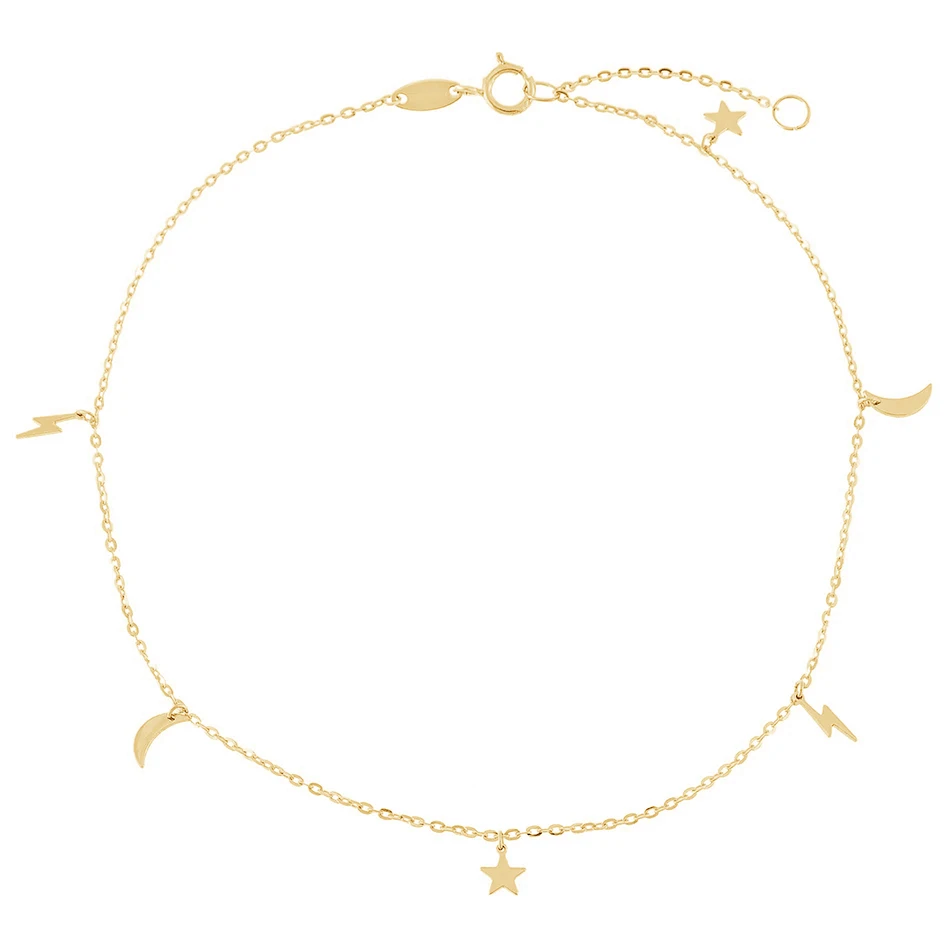 

Wholesale new arrival 18k gold plated women jewelry 925 sterling silver celestial moon star anklet