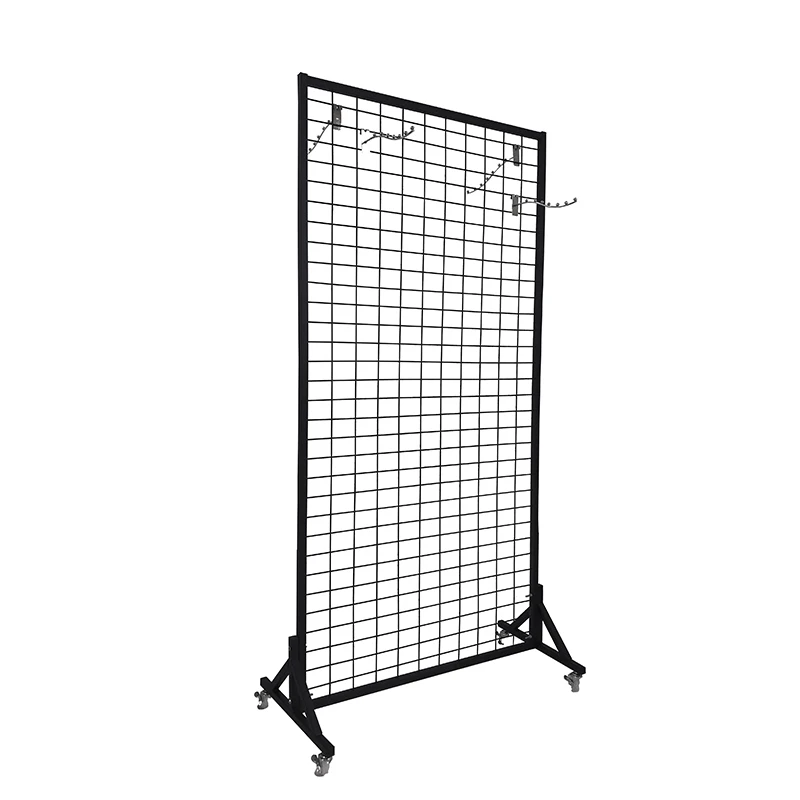 Metal Erect Multipurpose Hanging Boutique Goods Rack Wire Grid Wall ...