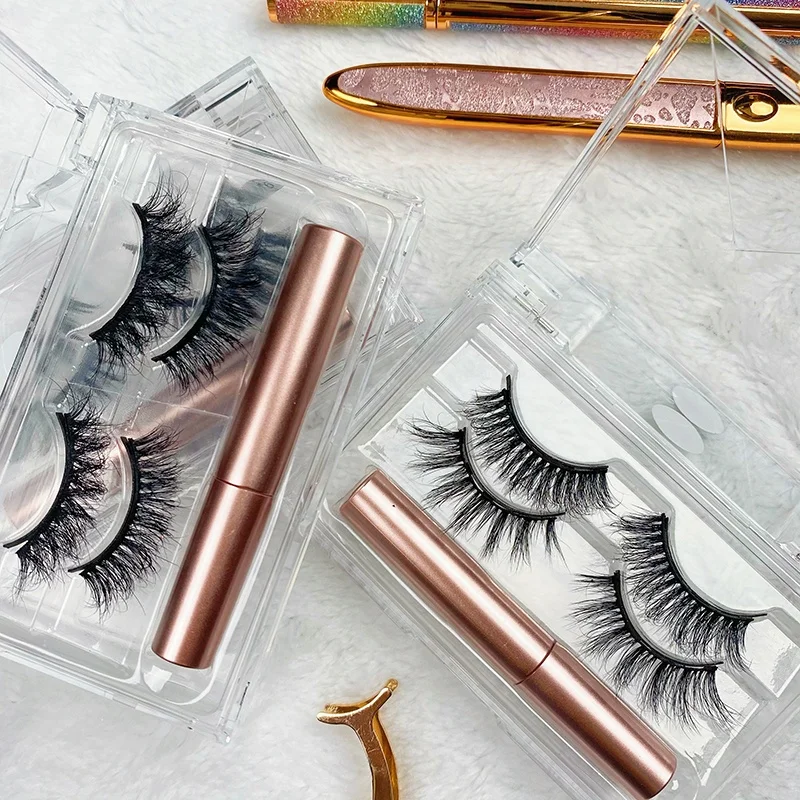 

Wholesale lashes magnetics set private label clear acrylic lash packaging natural false eyelashes faux cils magnetique