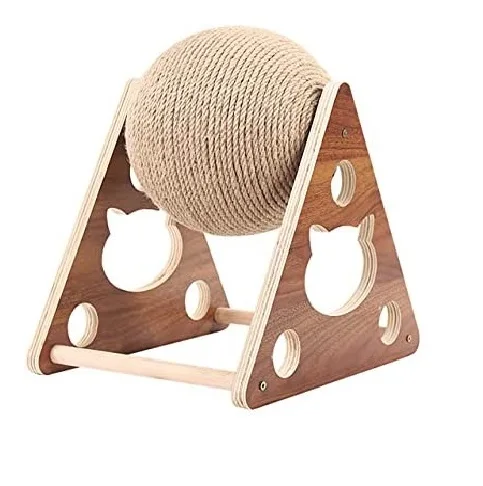 

Durable Wood Cat Scratch Ball Pet Interactive Play Toy Grinding Paws Sisal Rope Cat Scratching Ball Toy