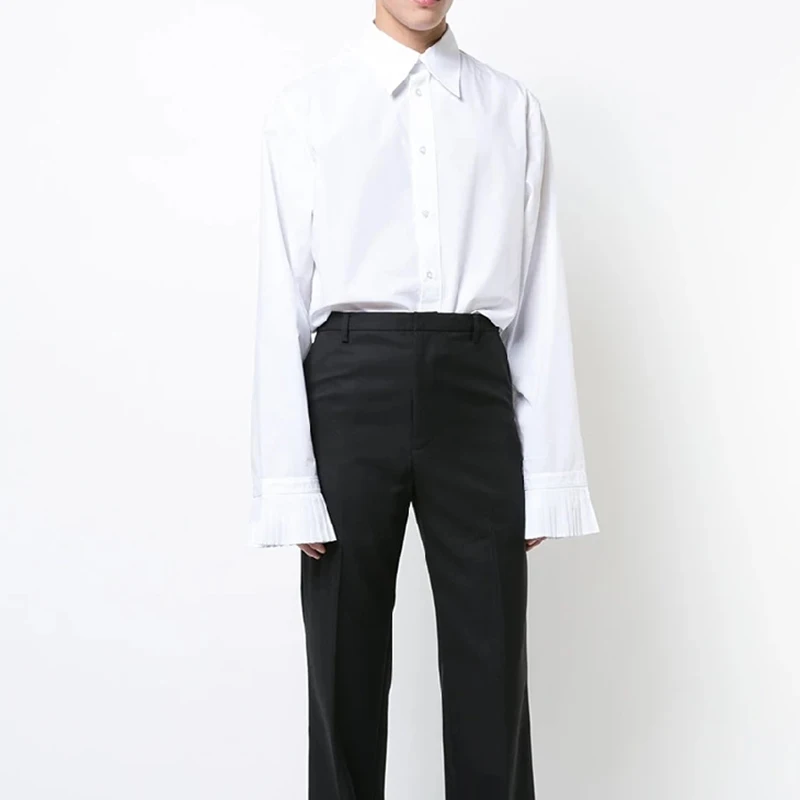 

Men's Long Sleeved Shirt White Simple New Fashion Shirt Personalized Large Loose Simple Long Sleeved Shirt