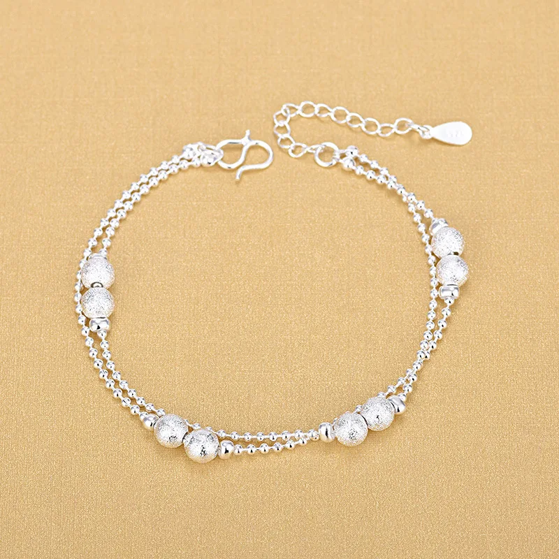 

925 Silver Sterling Handmade Double Layer Buddha Beads Beaded Bracelets For Women Body Jewelry