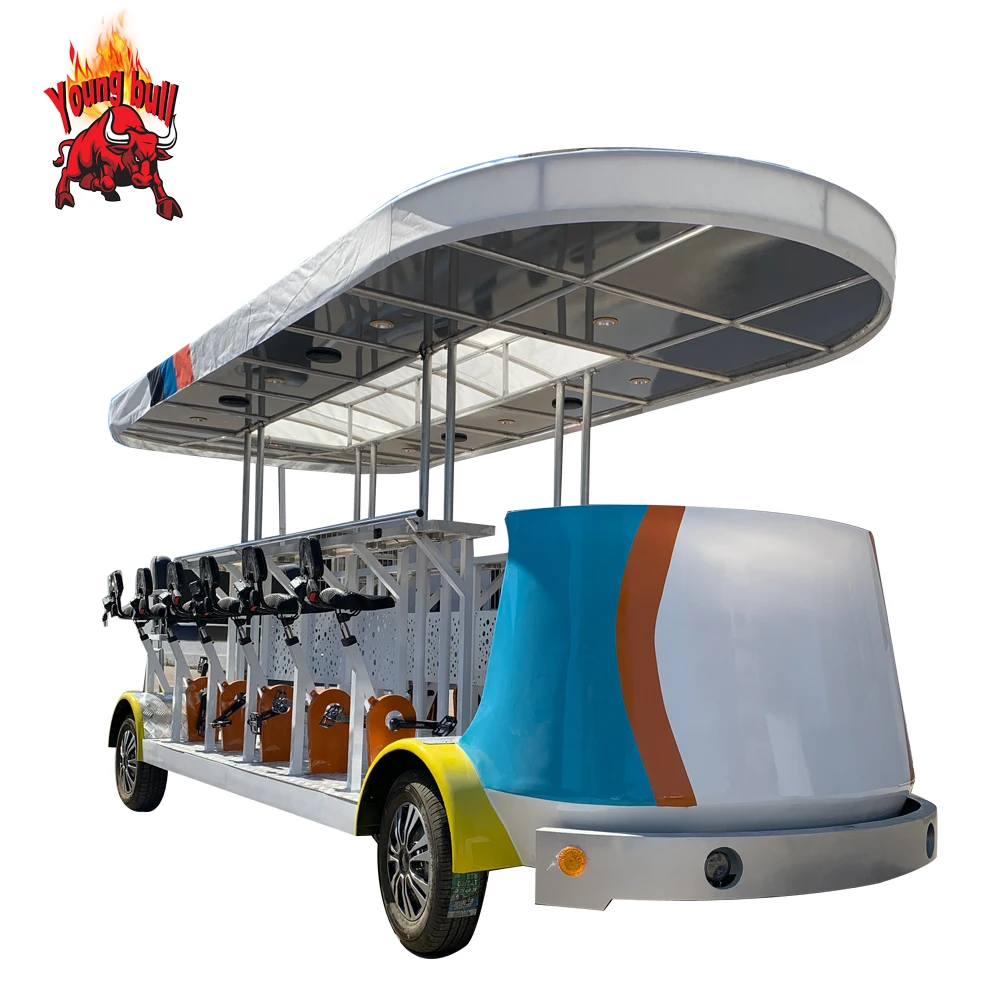 

Wholesale Four Wheel 15 Passengers Touring Electric Pedal Beer Party Bike, Customzied color and size