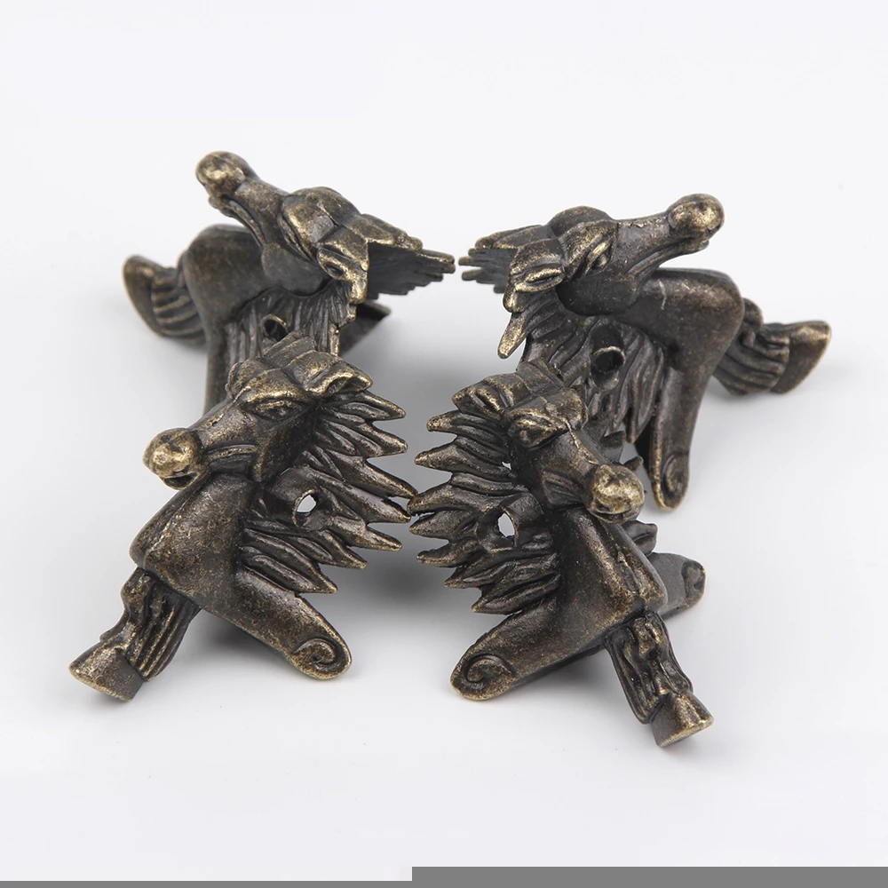 

Horse Head Jewelry Gift Box Wood Case Decorative Feet Leg Corner Protector Antique Bronze BRASS