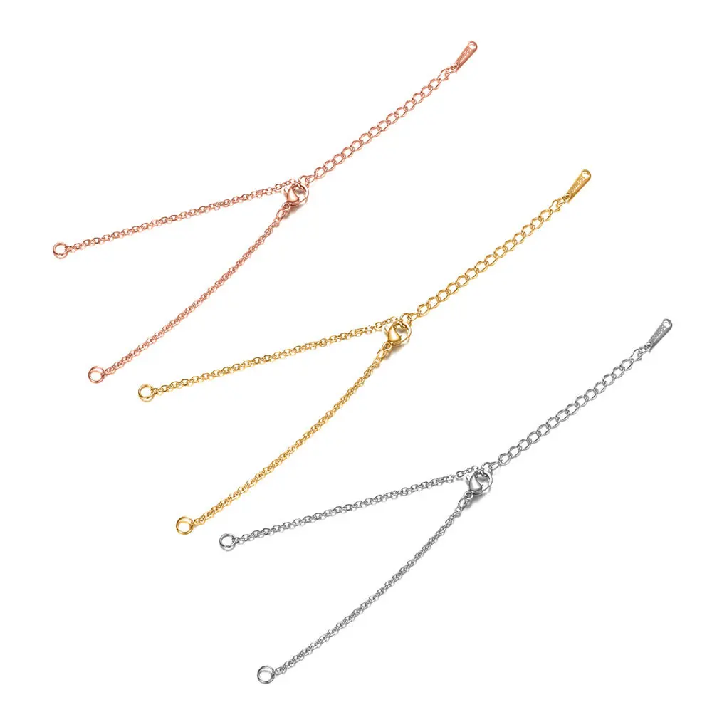 

Stainless Steel DIY Jewelry Findings Adjustable Extend Link Chain Bolo Chain Bracelet Makings for Bracelet Making, Silver,gold,rose gold