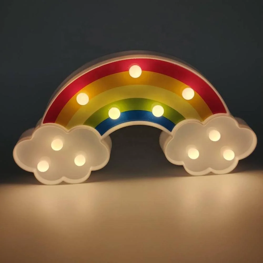 LED Rainbow Colorful Night Light Batteries Powered Decorative Light For Baby Bedside Lamp