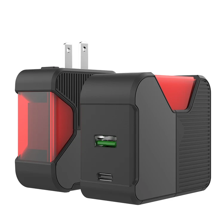 

Quick Charge Fast Charger QC3.0 PD3.0 Wall USB Adapter for Power Bank Portable Mobile, Black and red