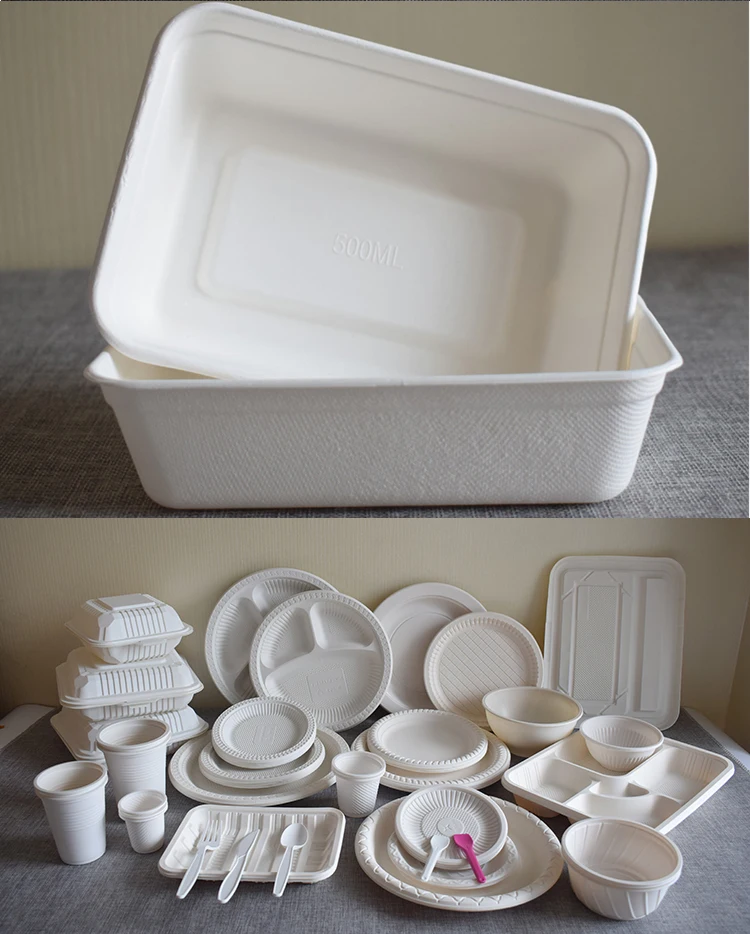 Biodegradable Disposable Bagasse Tray With 4 Compartments For Fast Food