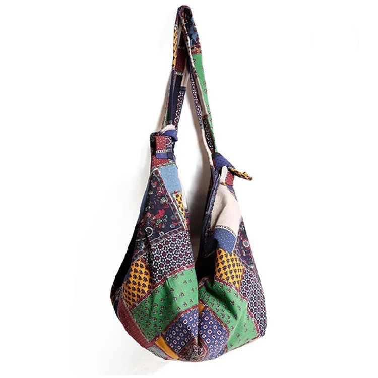 

Casual Lazy Style Linen Cotton Printed Cloth Bag Shoulder Multi-Function Stitching Fashion Printing High-Quality Bag Y10213