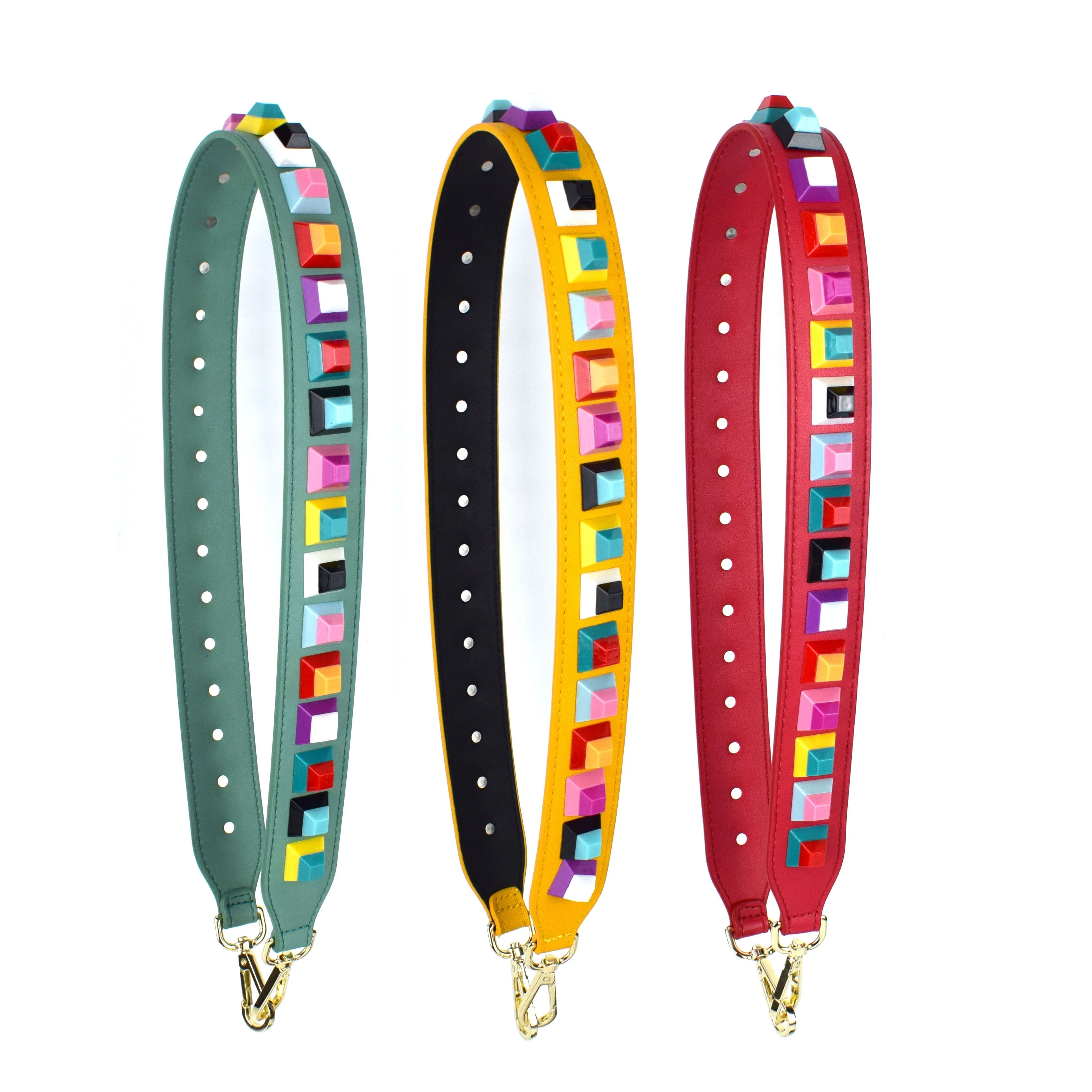 

MeeTee B-S006 Colorful Square Rivets Studs Nails PU Leather Bag Accessories