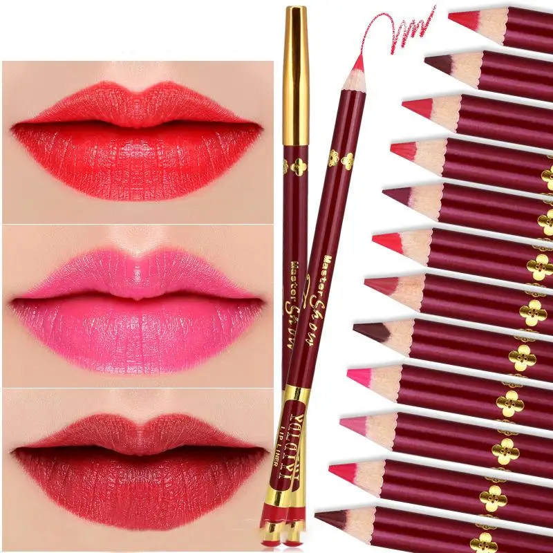 

private label 12 color matte waterproof vegan lip liner pencil