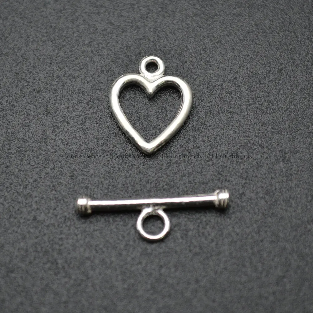 

Heart Shape 925 Silver Toggle Necklace Clasps Jewelry Links Connector DIY Jewelry Findings