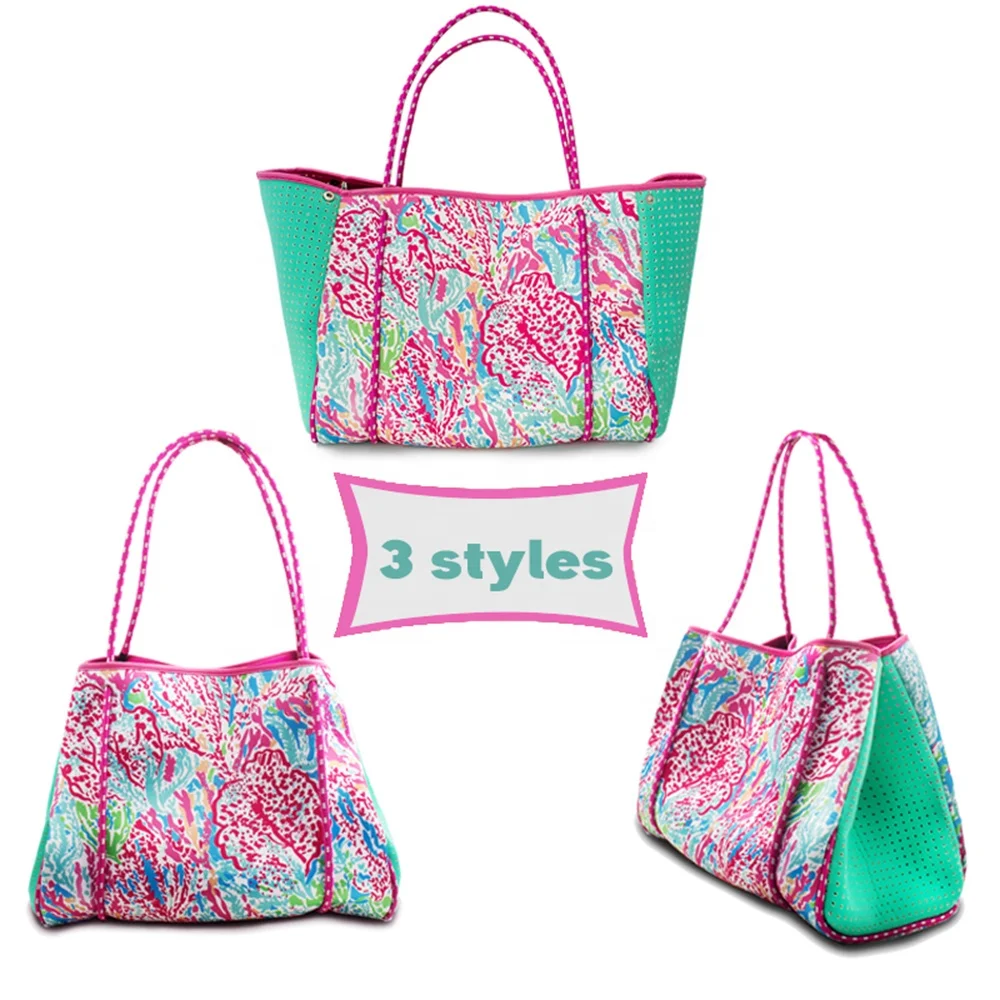 

Amazon Explosive Factory Wholesale Casual Tote Bags Large Capacity Handbag Women Neoprene Tote Beach Bag Lash Packages