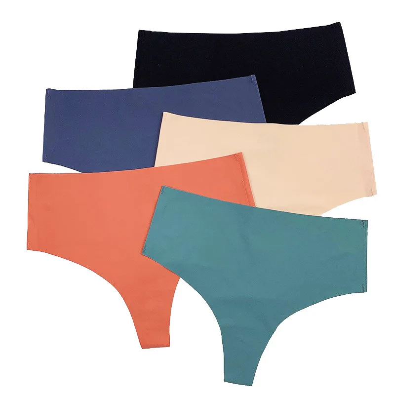

Thong Mid-Waist Female Seamless One-Piece Ice Silk Ladies Underwear Morandi Color T-Pants Women Panties Cotton