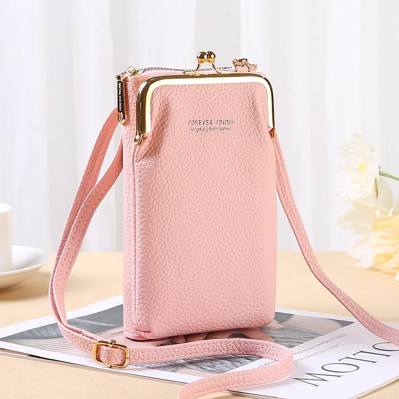 

Fashion Lady Clutch PU Leather Women`s Shoulder Bag Card Holder Money Clip Female Mini Crossbody Cellphone Bag All-Match Walle, 6 colors