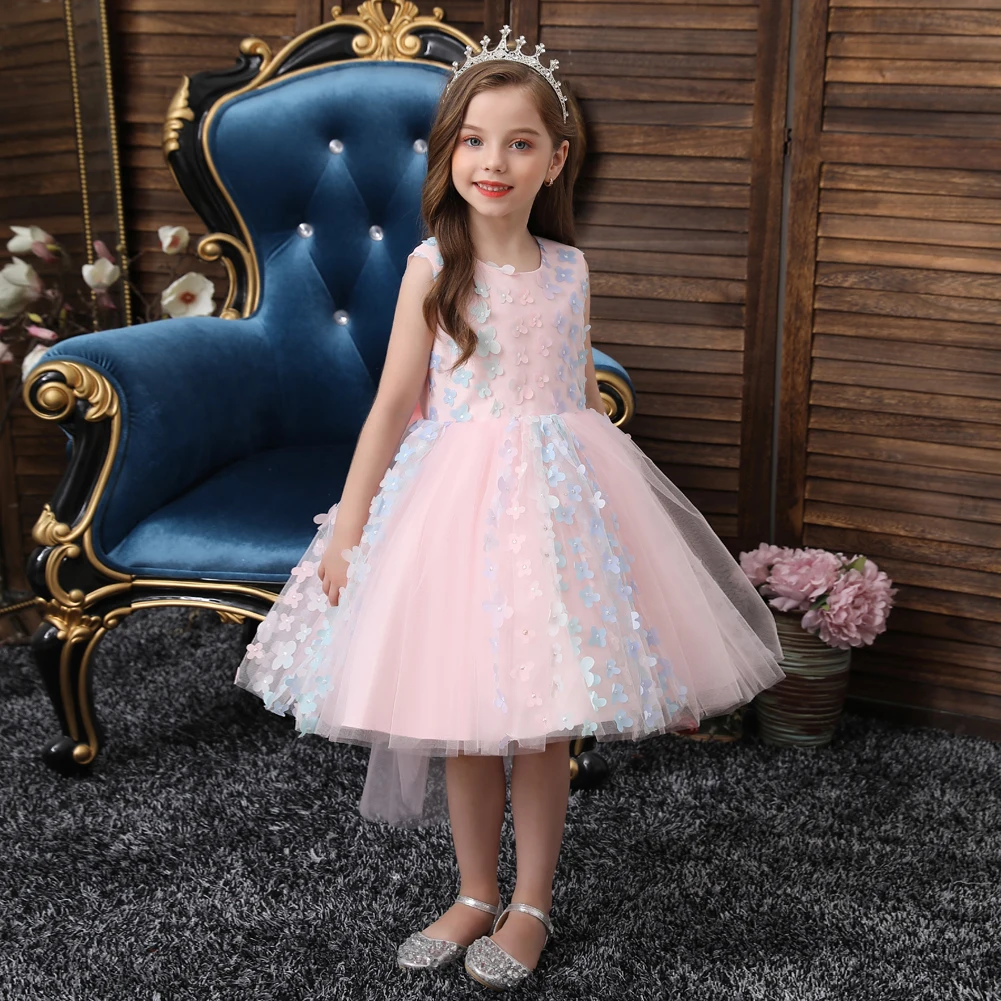 

Korean style cute colored baby party dress for girl princess dress summer sleeveless children's wear