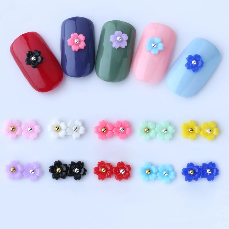 

Free Shipping Hot Sale Handmade 3d Nail Art Decoration Colorful Pearl Resin Flower Jewelry Nail Art