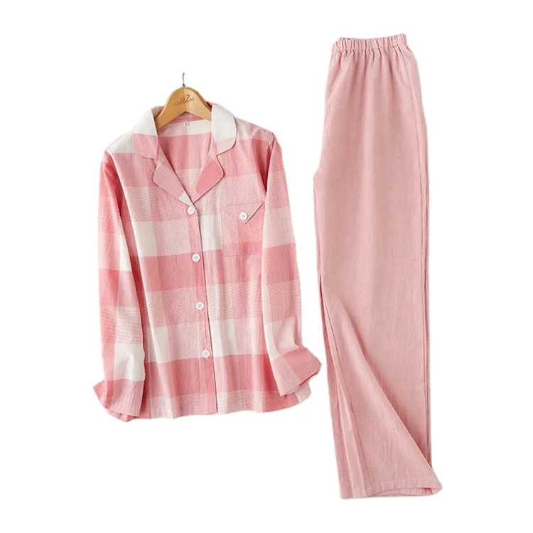 

Wholesale Ladies Autumn Winter Plus Size Sleepwear Sets Cotton Pajamas For Women, Shown